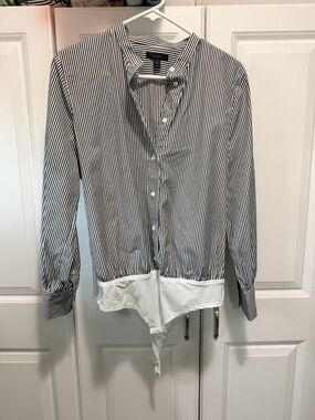 J. Crew Black and White Striped Button-Down Shirt